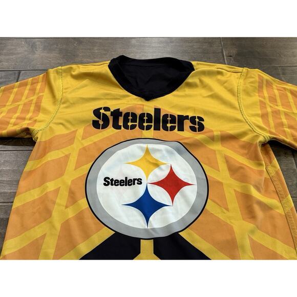 Pittsburgh Steelers NFL Mens Black Yellow Reversible Flag Football Jersey Size M - Picture 4 of 8
